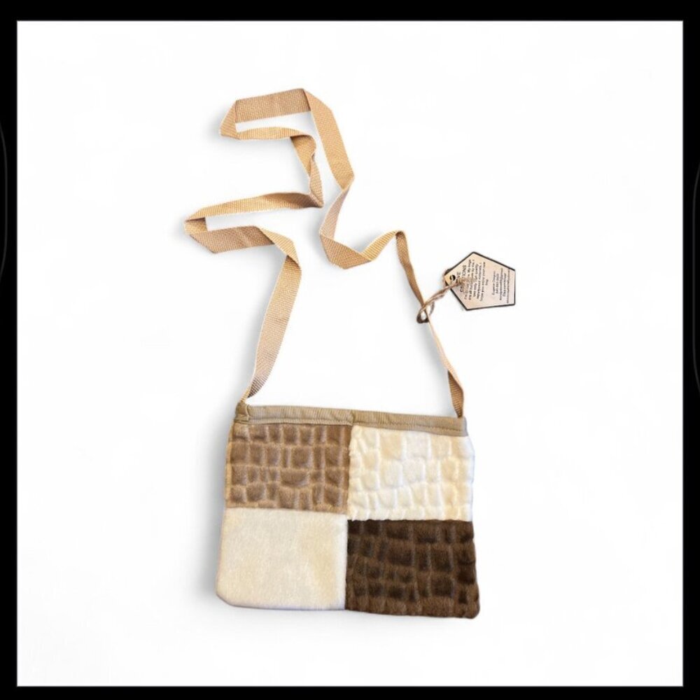Handmade Crossbody Bag Repurposed Faux Fur Textured Material NWT